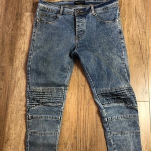 Terance Kole Light Wash Skinny Moto Frayed Jeans